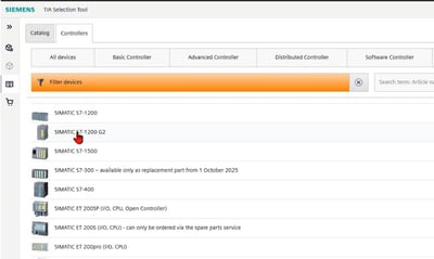 How to Build a Purchase List for the Siemens S7-1200 G2 using the TIA Selection Tool
